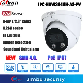 Dahua 8MP 4K IPTV IPC-HDW3849H-AKO-PV POE IR30M Alarm Postavený v Duálne Mikrofóny obojsmerná Hovoriť SMD 4.0 Buľvy WizSense Sieťová Kamera