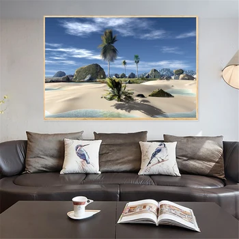 Západ slnka, Mora, Pláže, Letné Tropické Beache Resort Island, Seychely Plagáty a Vytlačí na Stenu Obrázky a Obývacej Miestnosti Dekorácie