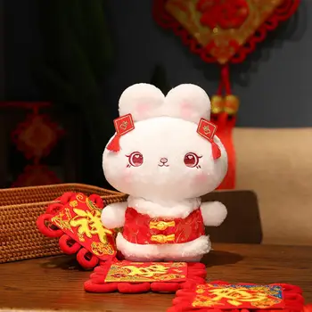 30 cm Králik Zverokruhu Maskot Šťastie Červený Čínsky Štýl Tang Vyhovovali Bunny Doll Plushies Domáce Dekorácie Krásne Plyšové zvieratko Roku 2023