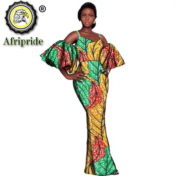 Africkej Tlače Šaty pre Ženy Maxi Šaty Elegantná Večera Šaty Ramena Prom Šaty pre Svadobné Party Večer S2125040