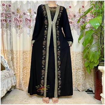 Nové ArabIslam Ramadánu Abaya Ženy Moslimských Dlhé Šaty Sequin Lištovanie Kaftan Šaty Elegantné Spájať Maxi Šaty Islamské Oblečenie