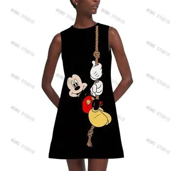 Boho dámske Letné Šaty 2022 Cartoon Elegantné Šaty Disney Sundresses Minnie Mouse Pláži Sexy Kawaii Voľné Žena Strany Y2k