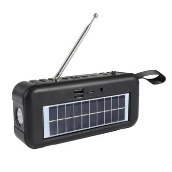 Prenosné Rádio Vysoká Citlivosť Núdzové Rádio USB/TF/AUX/FM Bezdrôtové Bluetooth Reproduktor Nabiť Pomocou Solárnej Energie Flash Light D6