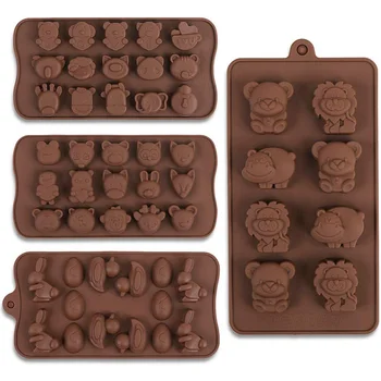 Cartoon Silikónové Čokoláda Formy Zvierat Lev, Medveď Tvar Čokoládové Kocky Ľadu Detí Doplnok stravy Strany Pečenie Nástroje