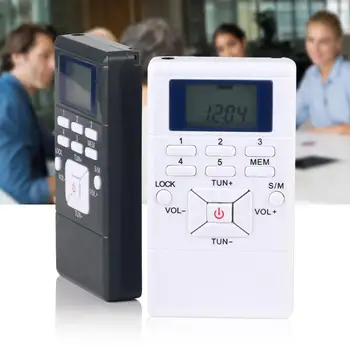 HRD-102 Prenosný Mini Pocket Digital 2CH Jedno Pásmo FM Rádio Prijímač s Slúchadlo Dual Channel Digitálny Displej FM Rádio