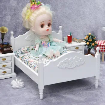 Domček pre bábiky s Nábytkom Posteľ Manželská Posteľ, Spálňa Micro Scény Deti Predstierajú, že Hrať Hračka pre Deti