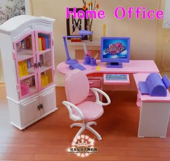 Office počítač, stôl + skrinka nastaviť dievčatá HOBBY hračky, bábiky, príslušenstvo doll house deluxe nábytok pre barbie bábika