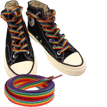 Rainbow Shoelace Gradient Farba Low-Cut Vysokej Top Plátno Topánky Šnúrky Rainbow Personalizovaná Tlač Kúzlo Šnúrky Príslušenstvo