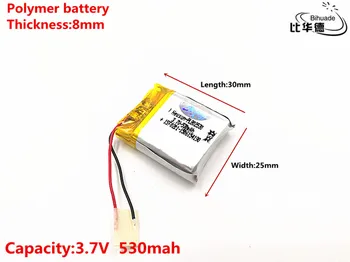 Dobrý Qulity 3,7 V,530mAH,802530 Polymer lithium ion / Li-ion batéria pre HRAČKA,POWER BANKY,GPS,mp3,mp4
