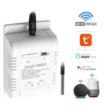 Tuya WiFi Smart Teplota Vlhkosť Switch Modul Snímača Dual Relé Výstup Bezdrôtový Ovládač Pre Prácu S Alexa Domovská Stránka Google