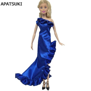 Kráľovská Modrá Vysoko Módna Bábika Šaty Pre Bábiku Barbie Šaty, Večerné Šaty Jedno Rameno BJD Šaty 1/6 Bábika Príslušenstvo