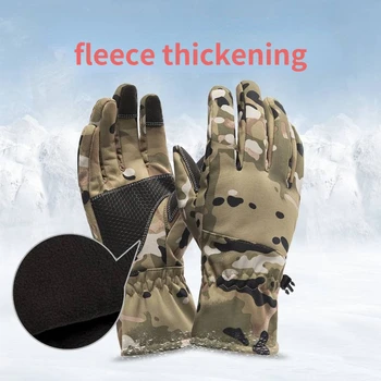Zimná kamufláž lov rukavice teplé non-slip rukavice rybárske nepremokavé dotykový displej lyžiarske potreby na kempovanie rukavice