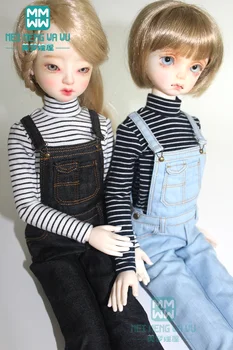 BJD bábiky oblečenie pre 43 cm 1/4 BJD MSD doll móda Pruhované tričko a denim Náprsníkové nohavice