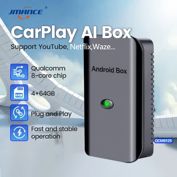 JMACNE Mini CarPlay Ai Box Android 11 Plus Qualcomm 8-jadrá Android Auto Wireless CarPlay Adaptér 4G+64 G Pre Netflix YouTube
