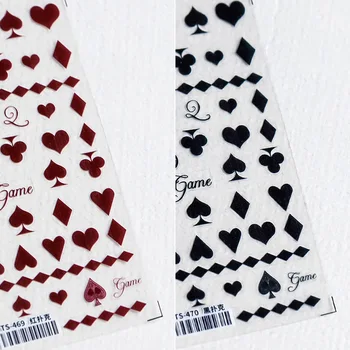 1 List Nové Plavidlá Poker Módne Samolepiace Nálepky Obtlačky Hracie Karty Dizajn Tipy Manikúra Jazdcov pre Nail Art Decoration