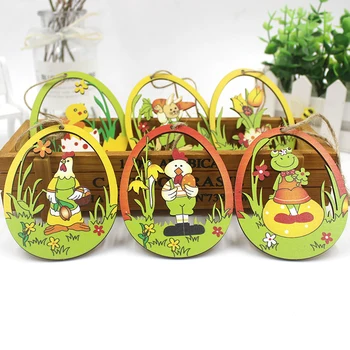 Nové!6PCS Veľkonočné Kuriatko Králik Vajcia Drevené Prívesky, Veľkonočné Dekorácie, Závesné Ozdoby veľká noc Žaba Bunny Pre Domáce Strany Dieťa dary