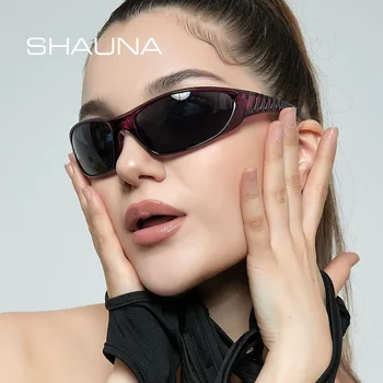 SHAUNA Módne Y2K Duté elektrolyticky pokrývajú Rámy Ženy, Športové slnečné Okuliare Mužov Oválne Okuliarov Odtiene UV400