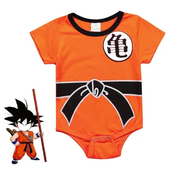 Goku Romper Kung Fu Baby Boy Šaty Dieťa Jumpsuit Letné Krátke Kreslené Romper Novorodenca Halloween Cosplay Batoľa Oblečenie