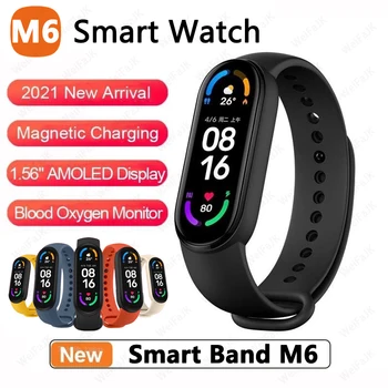2021 Mi Kapela M6 Smart Hodinky Muži Ženy Smartwatch Fitness Sport Náramok Bluetooth-Kompatibilné Pripojenie Pre Apple Xiao Android