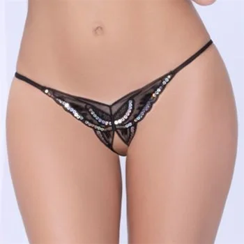 Sexy Sequin Vyšívané Rozkroku Tangá dámske Underwears Sexy Transparentné Bikini T Pantys Čipky Motýľ G String Ženské spodné Prádlo