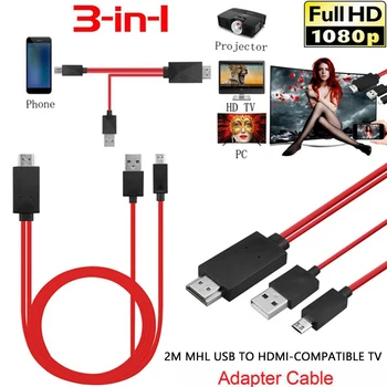2m Micro USB kompatibilný s HDMI Kábel 1080P MHL HDTV kábel Kábel Adaptéra Converter Pre Samsung Pre Huawei Pre Sony HTC, LG