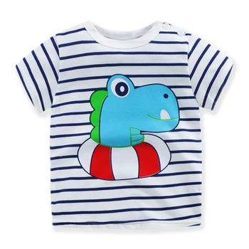 2022 v Lete Deti Baby Boy T-shirt Deti Krátky Rukáv Prúžok Cartoon Tlač Tee Bavlna Bežné Detské Oblečenie Topy Dievčatá T-Shirts