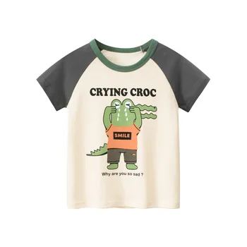 1-9T Bavlnené Chlapčenské Tričko Batoľa, Dieťa Tričko Baby Chlapci, Dievčatá Oblečenie Letné Základné Top Krokodíla Tlač Dieťa Tee Detské Oblečenie