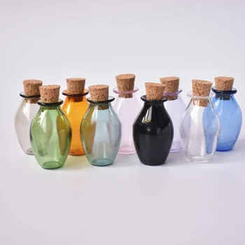 2ks 1:12 Rozsahu Roztomilý domček pre bábiky Mini Miniatúrne Sklenené Farebné Fľaše Korku Fľaše Drobné Jar Model
