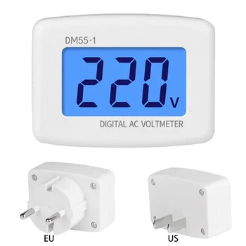 DM55-1 110V 220V Digitálny Voltmeter S EÚ a USA Plug-Voltové Zásuvky Napätie Tester LCD Displej Napätie Meter Steny Ploché Napätie Meter