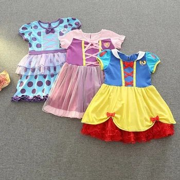 Baby Dievčatá Kostým Belle Alice Snow White Elsa Anna Rapunzel Šaty Deti Letné Bežné Šaty Narodeninovej Party Oblečenie 1-6 Rokov