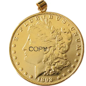 P(01)Mince Prívesok Morgan Dolár 1893s Náhrdelník Pozlátené Mince Módne Šperky