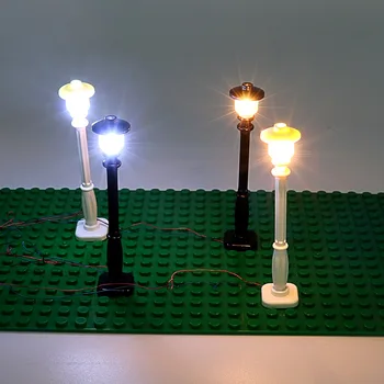 2ks/set Pouličné Lampy MOC Mesto Bloky pre Deti Hračky DIY Kit Kompatibilné Klasické Mesto Tehly Lampy s USB Svetla, alebo nie