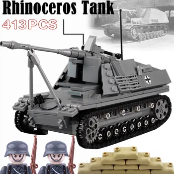 Nashorn WW2 Vojenské Hlavný Bojový Tank Model Stavebné Bloky nemecký Vojak, číselné Údaje Obrnené Vozidlá, Zbrane Tehly hračky