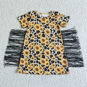 Deti Summer Sunflower Leopard Strapec Šaty Dieťa Dievča, Krátky Rukáv Nové Oblečenie Veľkoobchod Babe Módne Deti Batoľa Oblečenie