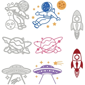 4pcs UFO Astronaut Rezanie Kovov, Zomrie, Rakety, Planéty Vzor Šablóny pre DIY Zápisník Pohľadnice, Takže Album Dekorácie