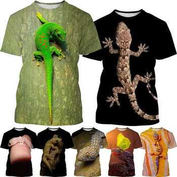 Pánske Gecko Vzor 3D Tlač Priedušná Short-Sleeve T Shirt Plaz & Zviera Harajuku Štýl Bežné Osobnosti Streetwear