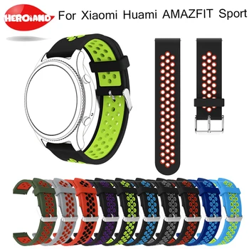 22 mm Silikónové Dual Color Priedušná Nahradenie Watchband Náramok potítka Popruh pre Xiao Huami Amazfit šport Remienok Hodiniek