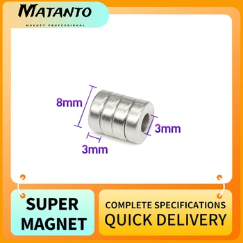 10/20/50/100/200/300/500PCS 8x3-3 mm Kolo Zápustnými Neodýmu Magnet 8x3 Otvor 3 mm N35 Silné Silné Magnety 8*3-3 8x3-3 mm