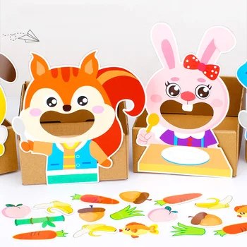 1 Ks Zábavné urob si sám Kŕmiť Zvieratá, Puzzle, Hračky Mš Montessori Rozvíjať Predstavivosť Deti Deti, Vzdelávacie Hračky Hračky, Remeslá